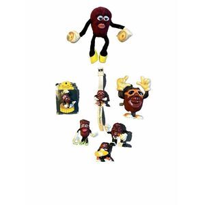 California Raisin Figures Calreb Applaus Wind Up Watch Pin Vintage (Lot Of 7)